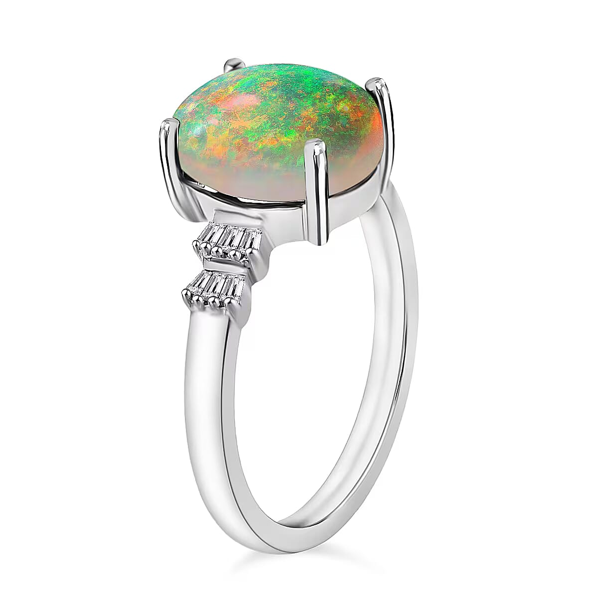 Rhapsody AAAA Ethiopian Welo Opal and E-F VS2 Diamond 1.85 ctw Ring in 18K White Gold (Size 8.5) (Del. in 10-12 Days) image number 2