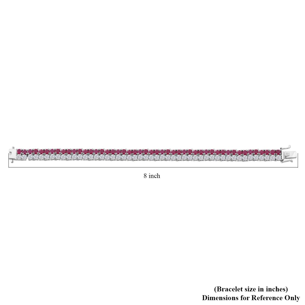 D'Joy Niassa Ruby (FF) and Moissanite 19.90 ctw Bracelet in Rhodium Over Sterling Silver (6.50 In) image number 3