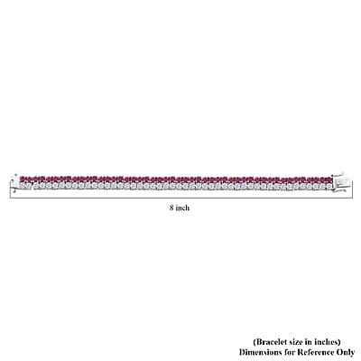 D'Joy Niassa Ruby (FF) and Moissanite 17.90 ctw Regal Radiance Bracelet in Rhodium Over Sterling Silver (6.50 In)