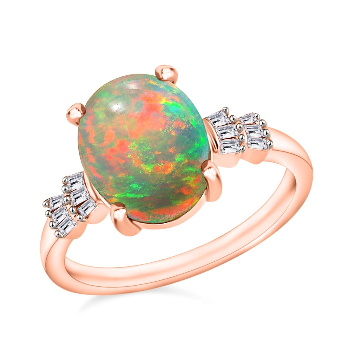 Rhapsody AAAA Ethiopian Welo Opal and E-F VS2 Diamond 1.85 ctw Ring in 18K Rose Gold (Size 10.0) image number 0