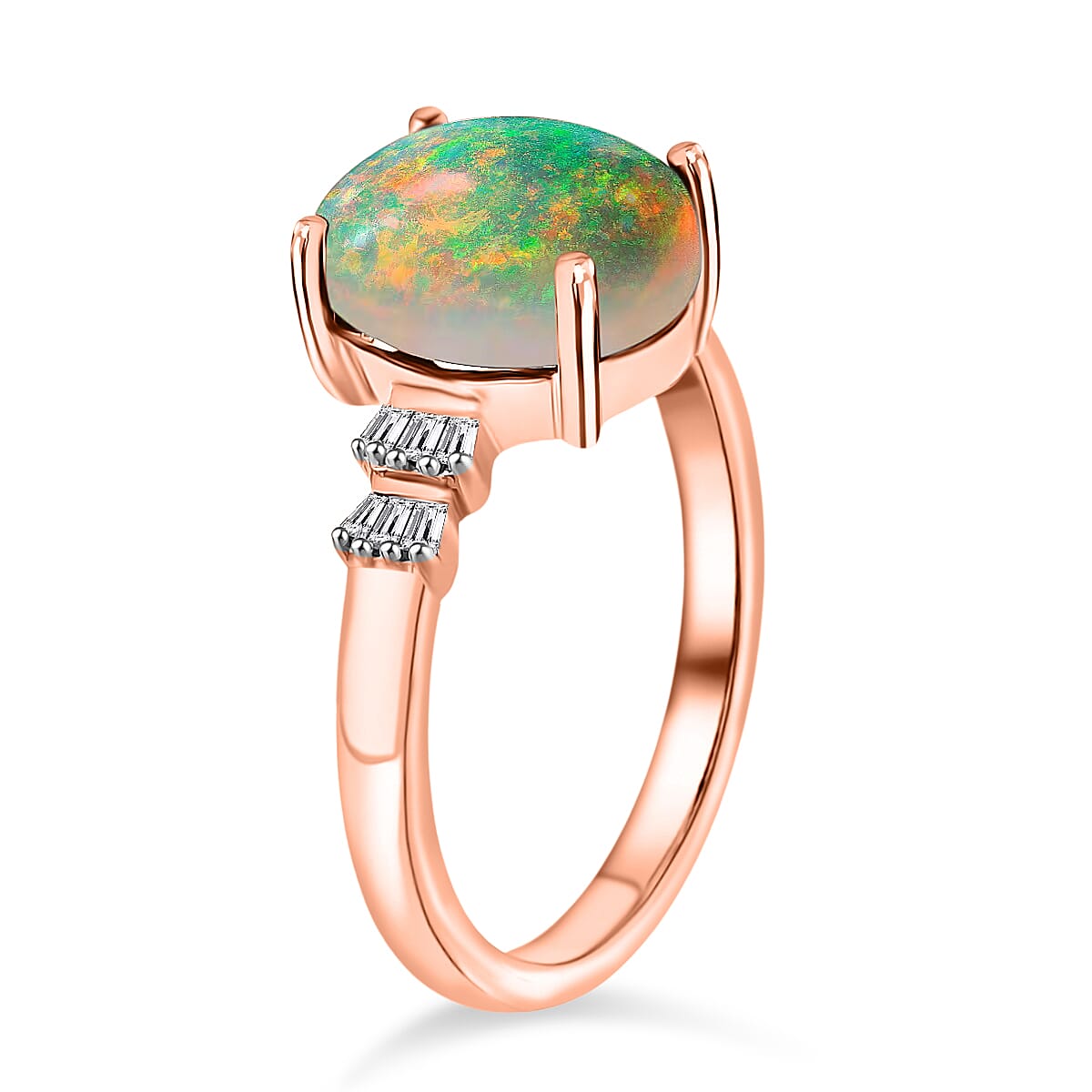 Rhapsody AAAA Ethiopian Welo Opal and E-F VS2 Diamond 1.85 ctw Ring in 18K Rose Gold (Size 10.0) (Del. in 10-12 Days) image number 3