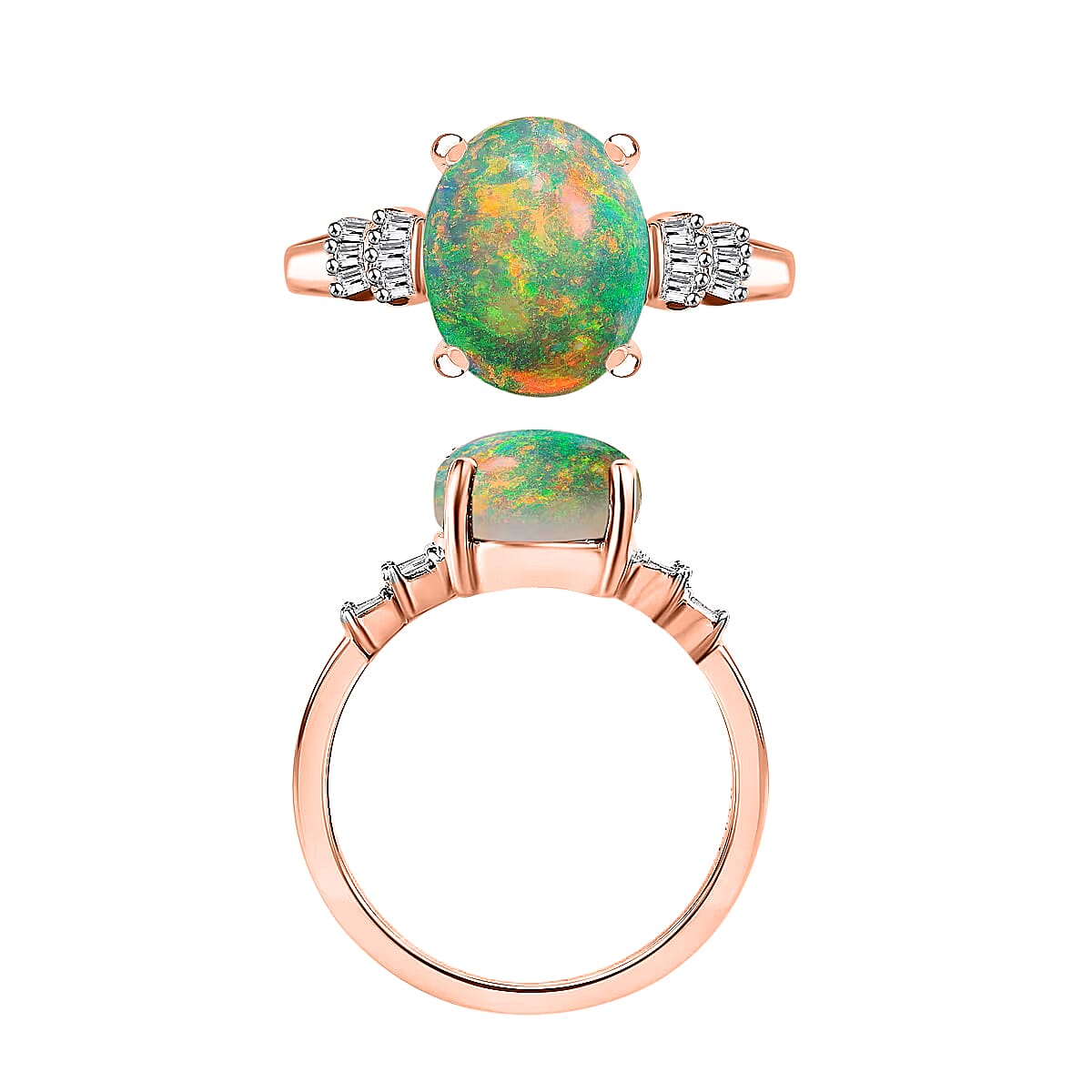 Rhapsody AAAA Ethiopian Welo Opal and E-F VS2 Diamond 1.85 ctw Ring in 18K Rose Gold (Size 7.0) (Del. in 10-12 Days) image number 4