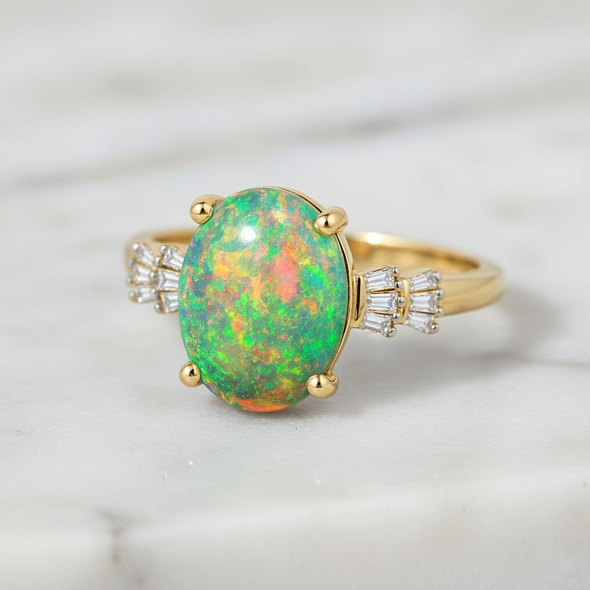 Rhapsody AAAA Ethiopian Welo Opal and E-F VS2 Diamond 1.85 ctw Ring in 18K Yellow Gold (Size 11.0) (Del. in 10-12 Days) image number 1