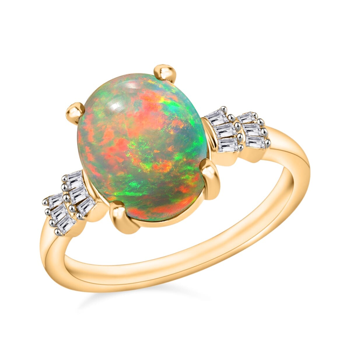 Rhapsody AAAA Ethiopian Welo Opal and E-F VS2 Diamond 1.85 ctw Ring in 18K Yellow Gold (Size 11.5) image number 0
