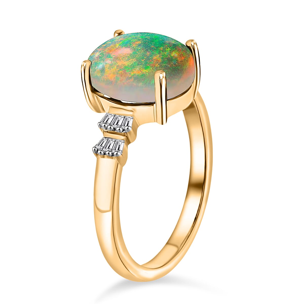 Rhapsody AAAA Ethiopian Welo Opal and E-F VS2 Diamond 1.85 ctw Ring in 18K Yellow Gold (Size 7.0) (Del. in 10-12 Days) image number 3