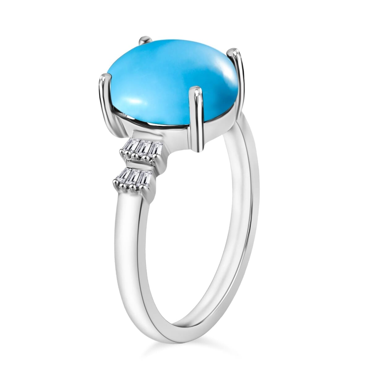Rhapsody AAAA Sleeping Beauty Turquoise and E-F VS2 Diamond 2.65 ctw Ring in 18K White Gold (Size 10.0) image number 2