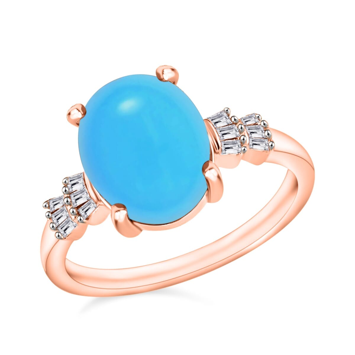 Rhapsody AAAA Sleeping Beauty Turquoise and E-F VS2 Diamond 2.65 ctw Ring in 18K Rose Gold (Size 6.0) image number 0