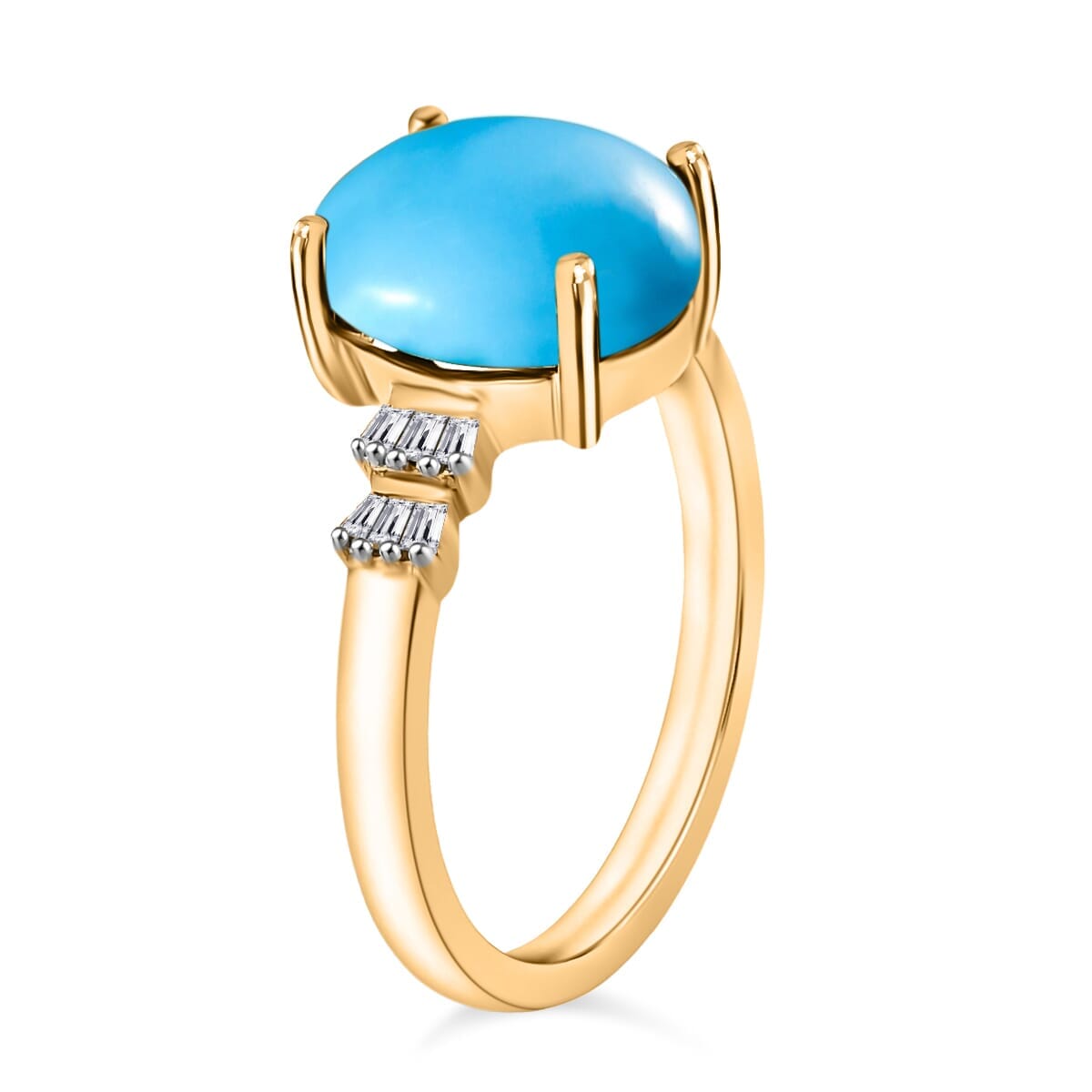 Rhapsody AAAA Sleeping Beauty Turquoise and E-F VS2 Diamond 2.65 ctw Ring in 18K Yellow Gold (Size 9.0) image number 2