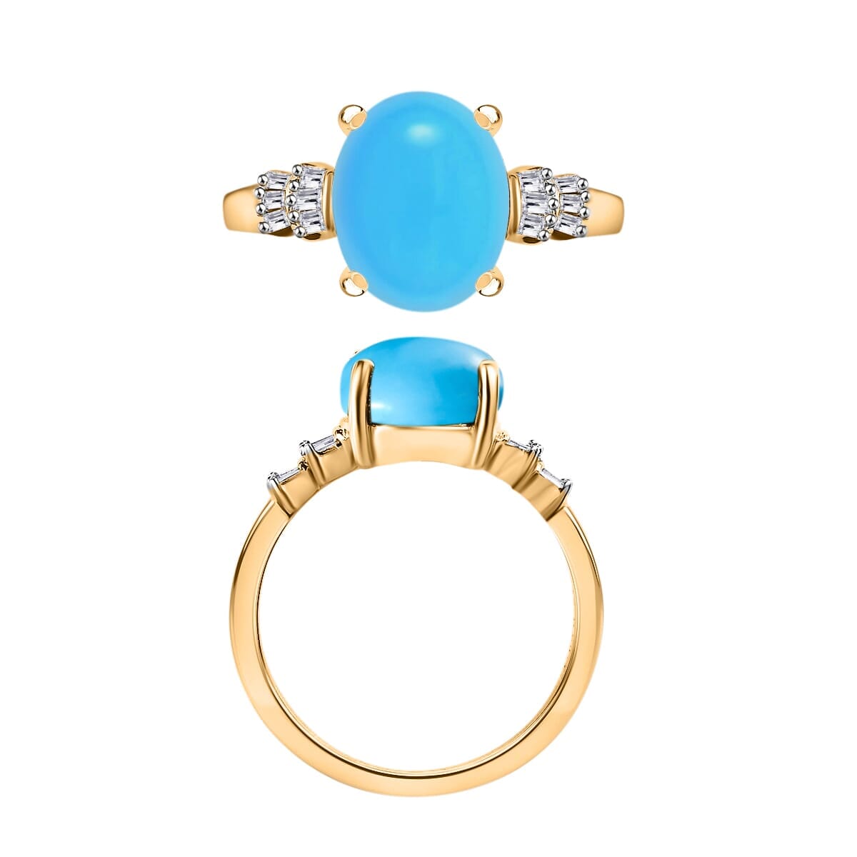 Rhapsody AAAA Sleeping Beauty Turquoise and E-F VS2 Diamond 2.65 ctw Ring in 18K Yellow Gold (Size 9.0) image number 3