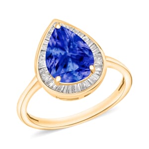 Rhapsody AAAA Tanzanite and E-F VS2 Diamond Ring in 18K Yellow Gold (Size 7.5) 4.50 Grams 2.21 ctw