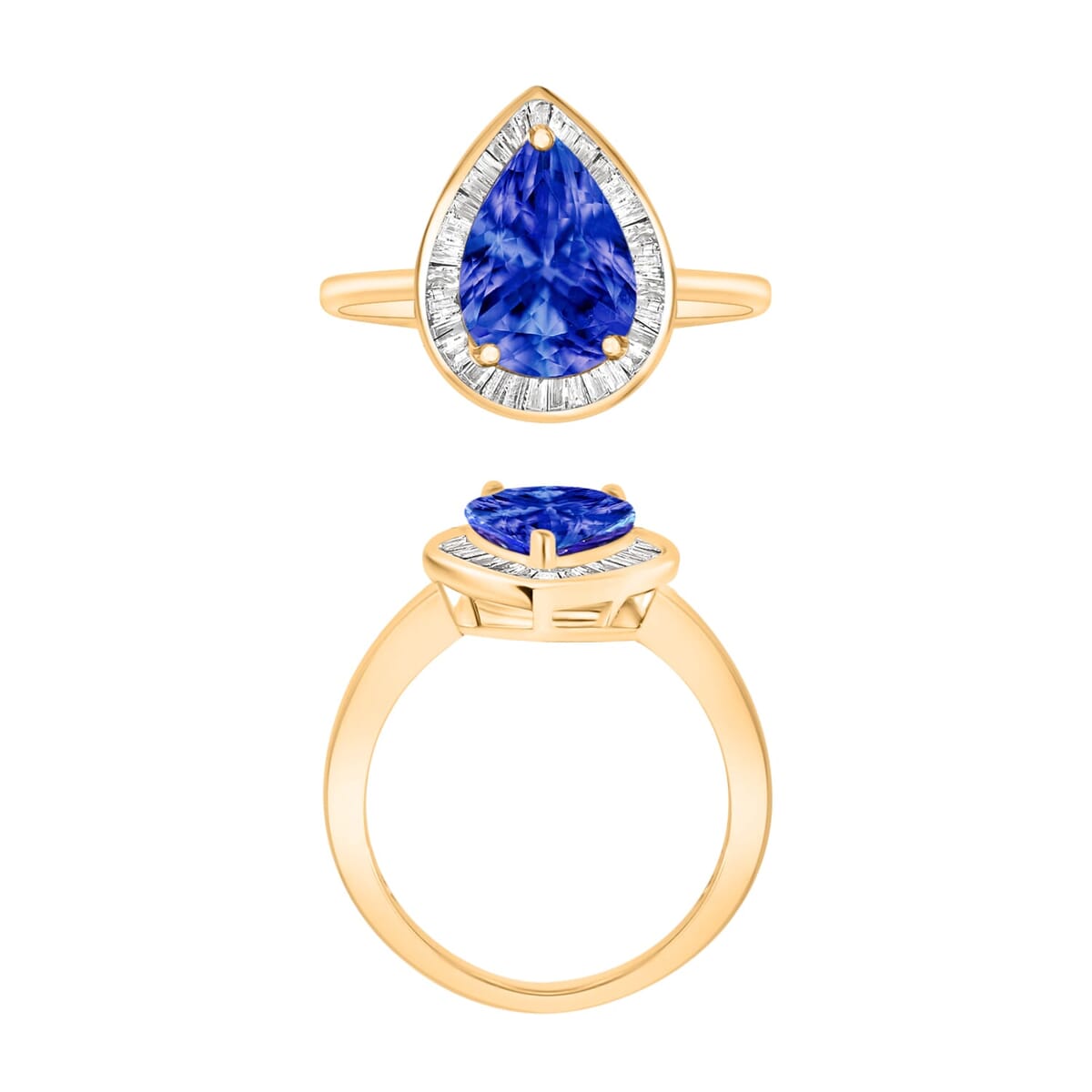 Rhapsody AAAA Tanzanite and E-F VS2 Diamond Ring in 18K Yellow Gold (Size 8.5) 4.50 Grams 2.21 ctw image number 3