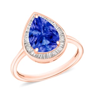 Rhapsody AAAA Tanzanite and E-F VS2 Diamond Ring in 18K Rose Gold (Size 5.0) 4.50 Grams 2.21 ctw
