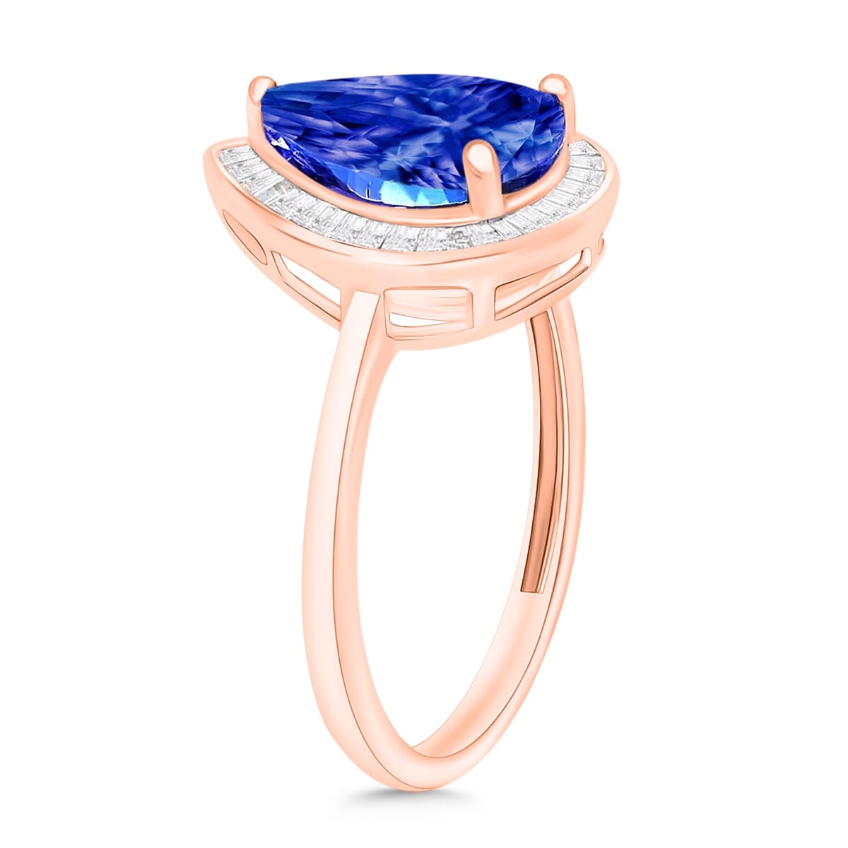 Rhapsody AAAA Tanzanite and E-F VS2 Diamond Ring in 18K Rose Gold (Size 6.0) 4.50 Grams 2.21 ctw image number 2