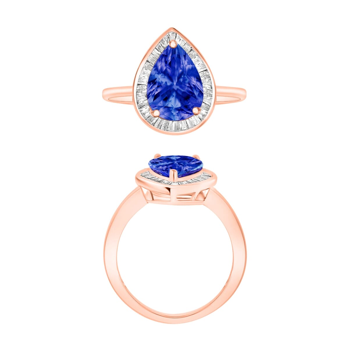 Rhapsody AAAA Tanzanite and E-F VS2 Diamond Ring in 18K Rose Gold (Size 6.0) 4.50 Grams 2.21 ctw image number 3