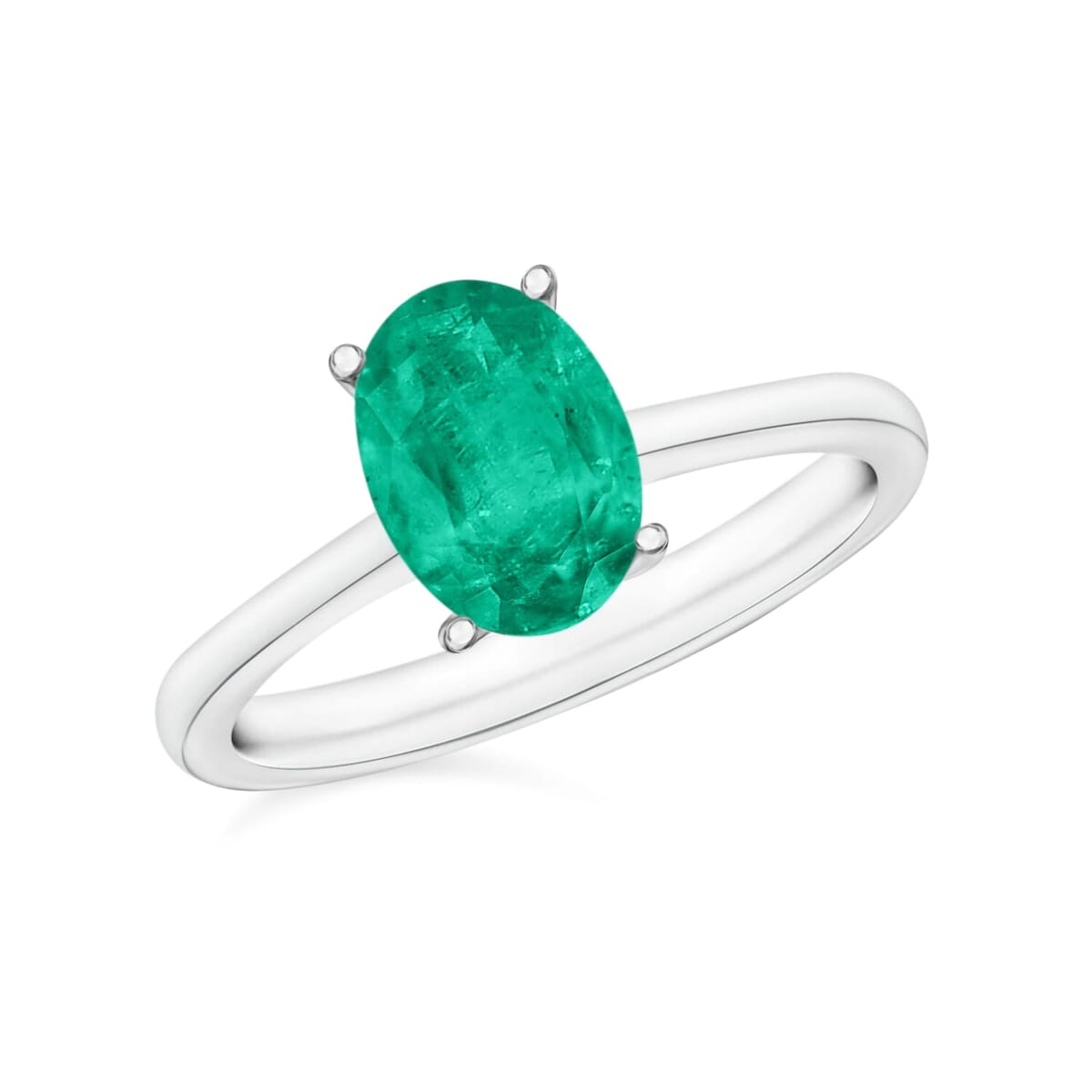 Rhapsody 18K White Gold AAAA Kagem Zambian Emerald Solitaire Ring (Size 10.0) 5.50 Grams 1.20 ctw image number 0