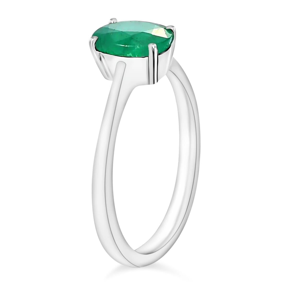 Rhapsody 18K White Gold AAAA Kagem Zambian Emerald Solitaire Ring (Size 10.0) 5.50 Grams 1.20 ctw image number 2