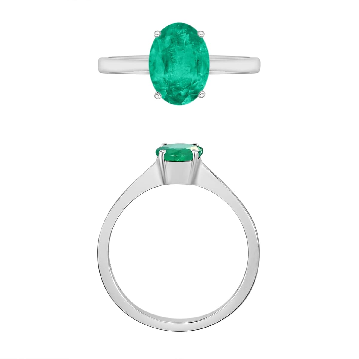 Rhapsody 18K White Gold AAAA Kagem Zambian Emerald Solitaire Ring (Size 10.0) 5.50 Grams 1.20 ctw image number 3