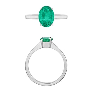 Rhapsody 18K White Gold AAAA Kagem Zambian Emerald Solitaire Ring (Size 5.5) 5.50 Grams 1.20 ctw (Del. in 10-12 Days)