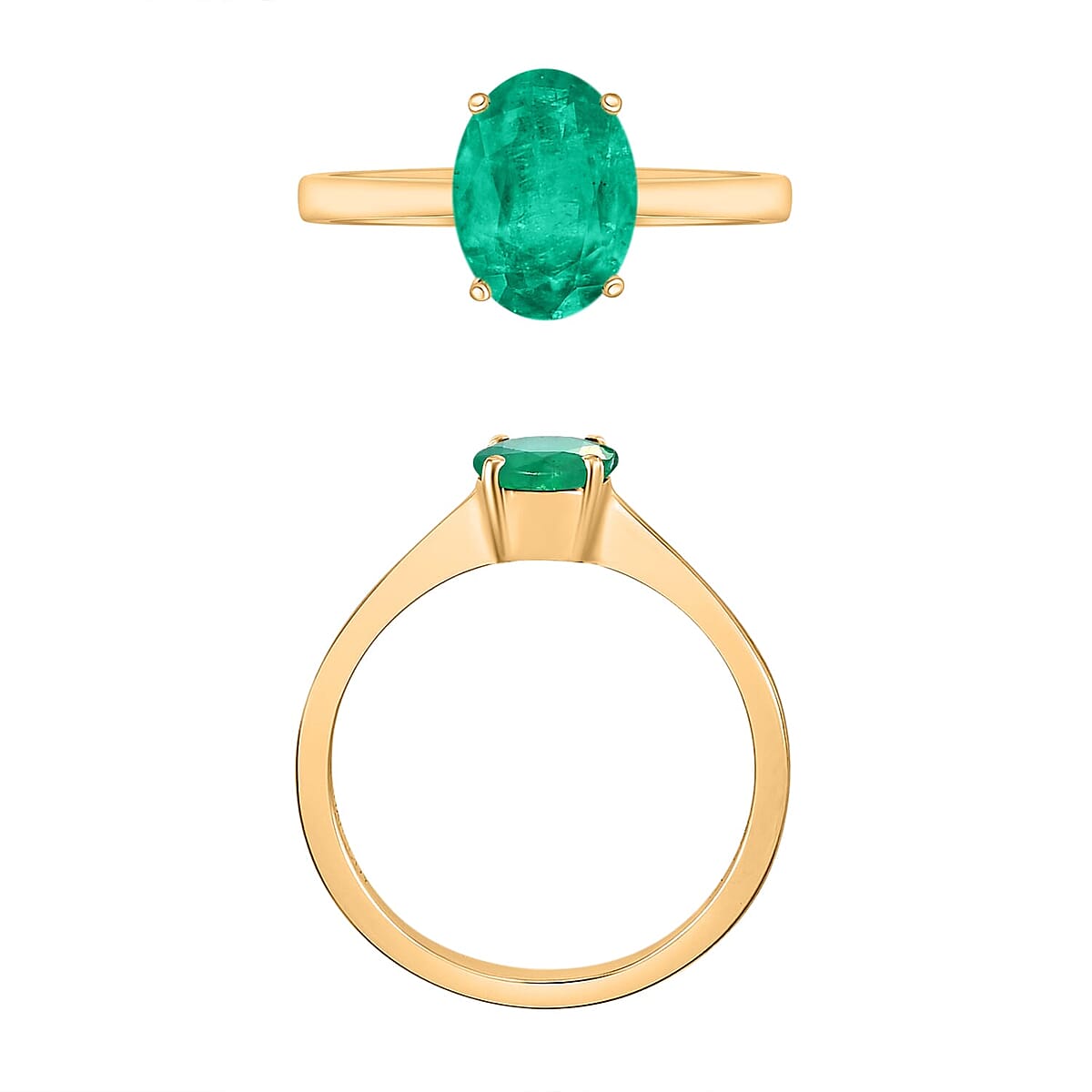 Rhapsody 18K Yellow Gold AAAA Kagem Zambian Emerald Solitaire Ring (Size 4.0) 5.50 Grams 1.20 ctw image number 3