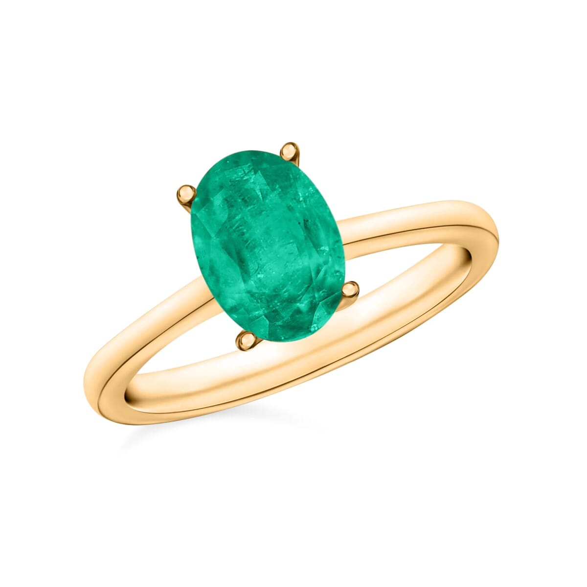 Rhapsody 18K Yellow Gold AAAA Kagem Zambian Emerald Solitaire Ring (Size 9.0) 5.50 Grams 1.20 ctw image number 0
