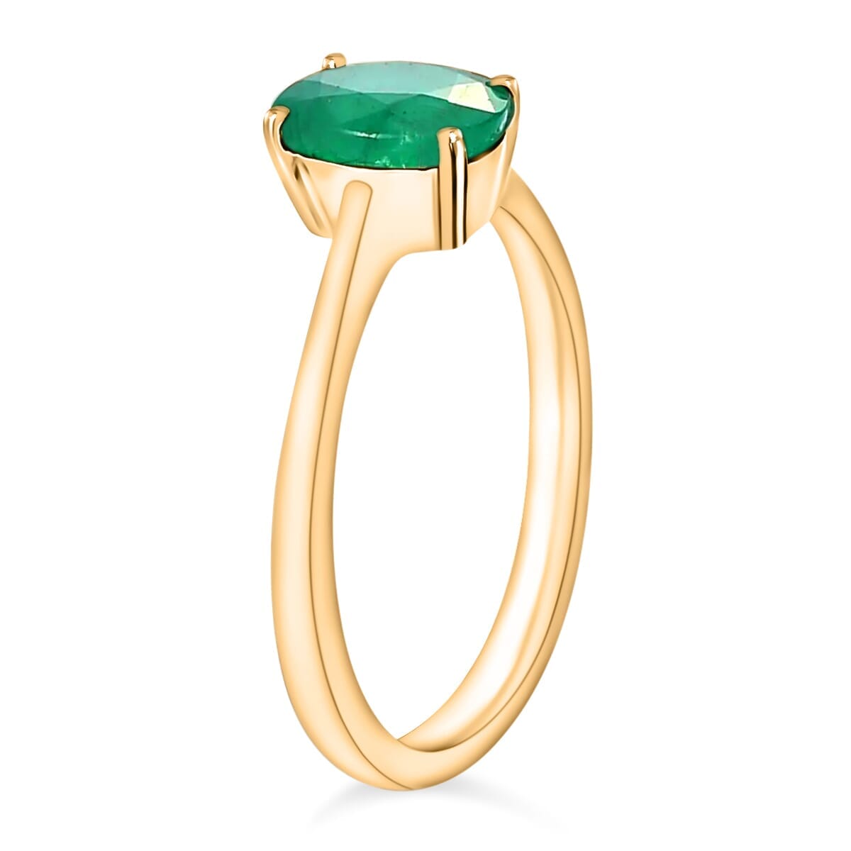 Rhapsody 18K Yellow Gold AAAA Kagem Zambian Emerald Solitaire Ring (Size 9.0) 5.50 Grams 1.20 ctw image number 2