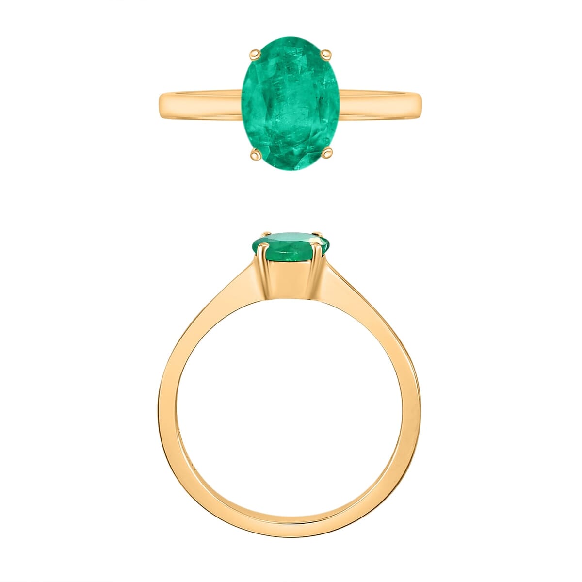 Rhapsody 18K Yellow Gold AAAA Kagem Zambian Emerald Solitaire Ring (Size 9.0) 5.50 Grams 1.20 ctw image number 3
