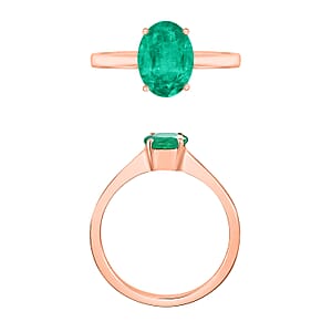 Rhapsody 18K Rose Gold AAAA Kagem Zambian Emerald Solitaire Ring (Size 4.0) 5.50 Grams 1.20 ctw (Del. in 10-12 Days)