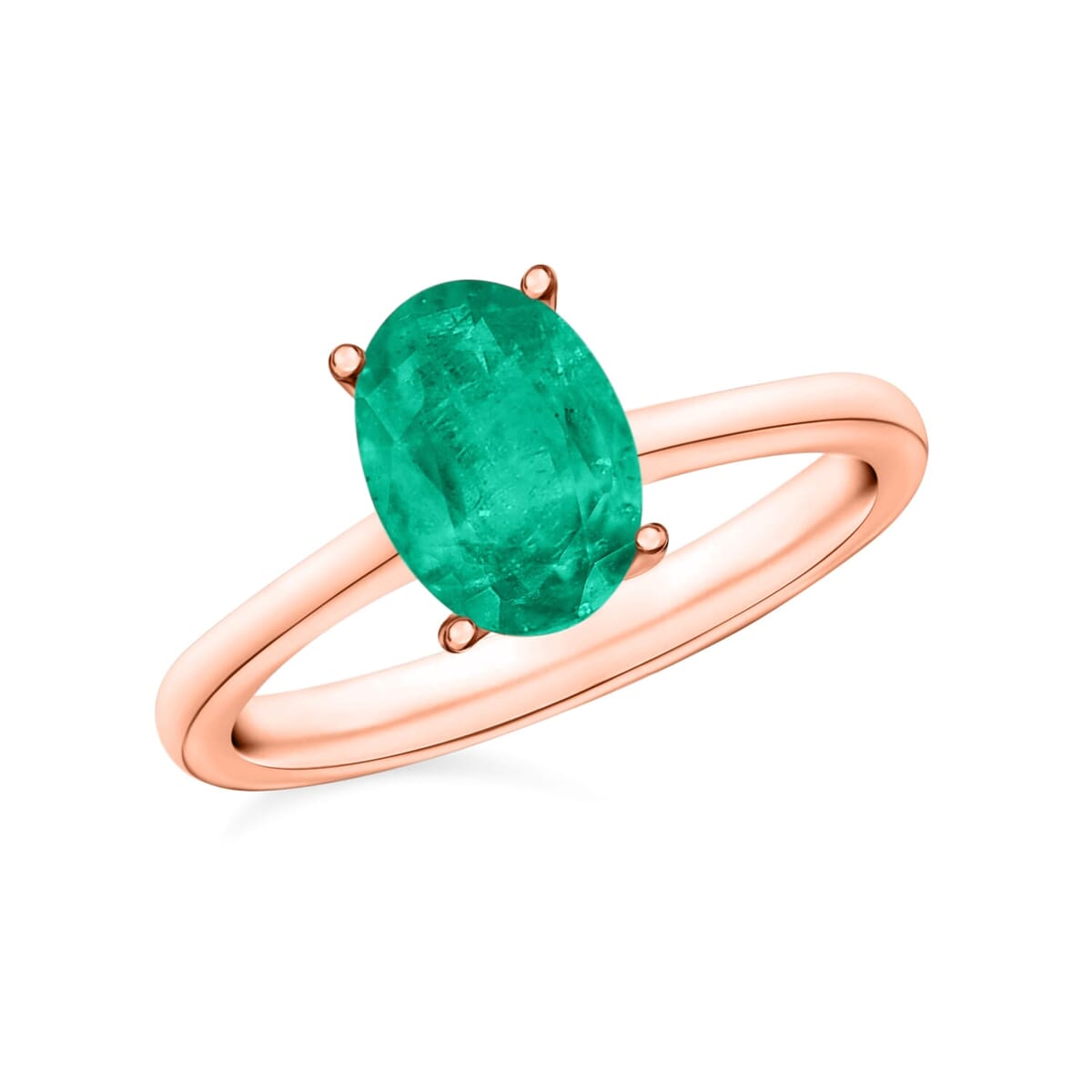 Rhapsody 18K Rose Gold AAAA Kagem Zambian Emerald Solitaire Ring (Size 6.0) 5.50 Grams 1.20 ctw image number 0