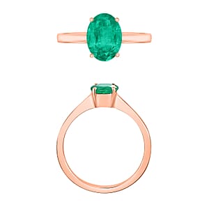 Rhapsody 18K Rose Gold AAAA Kagem Zambian Emerald Solitaire Ring (Size 8.0) 5.50 Grams 1.20 ctw (Del. in 10-12 Days)