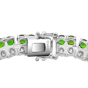 D'Joy Chrome Diopside and Moissanite 16.90 ctw Regal Radiance Bracelet in Rhodium Over Sterling Silver (7.25 In)