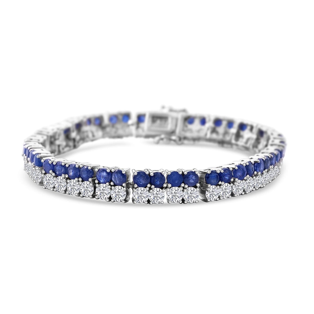 Masoala Sapphire (D), Moissanite Bracelet in Rhodium Over Sterling (6.50 In) 19.90 ctw image number 0