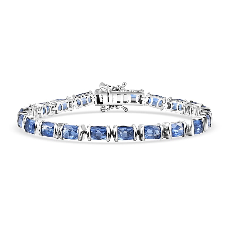 D'Joy Premium Kashmir Kyanite 15.25 ctw Midnight Heirloom Bracelet in Rhodium Over Sterling Silver (6.50 In)