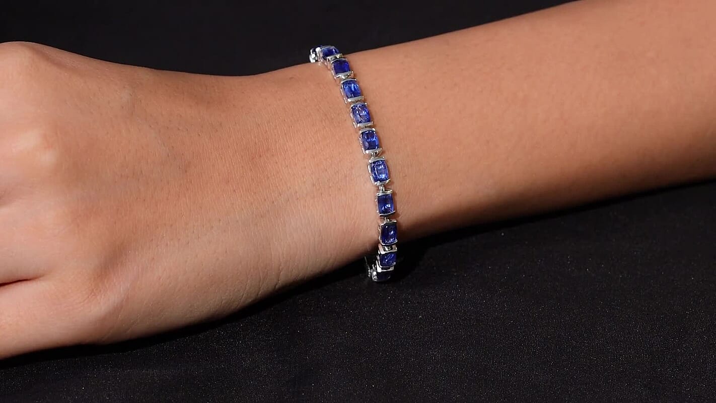 D'Joy Premium Kashmir Kyanite Midnight Heirloom Bracelet in Rhodium Over Sterling Silver (6.50 In) 15.25 ctw