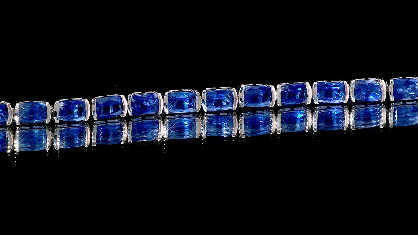 D'Joy Premium Kashmir Kyanite Midnight Heirloom Bracelet in Rhodium Over Sterling Silver (6.50 In) 15.25 ctw