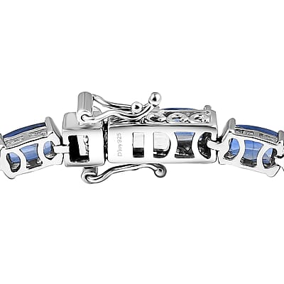 D'Joy Premium Kashmir Kyanite 15.25 ctw Midnight Heirloom Bracelet in Rhodium Over Sterling Silver (6.50 In)