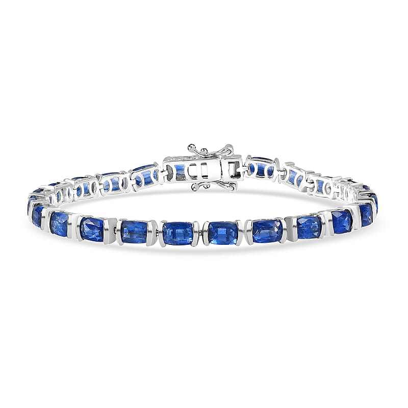 D'Joy Premium Kashmir Kyanite 16.75 ctw Midnight Heirloom Bracelet in Rhodium Over Sterling Silver (7.25 In)