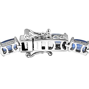 D'Joy Premium Kashmir Kyanite 16.75 ctw Midnight Heirloom Bracelet in Rhodium Over Sterling Silver (7.25 In)