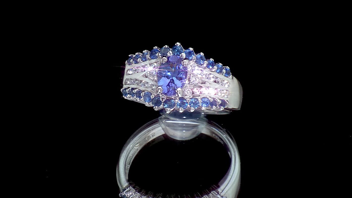 Tanzanite, Multi Gemstone Ring in Rhodium Over Sterling Silver (Size 10.0) 1.90 ctw