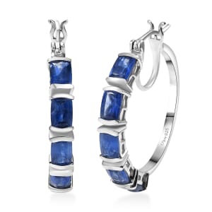 D'Joy Nilamani 6.75 ctw Hoop Earrings in Rhodium Over Sterling Silver