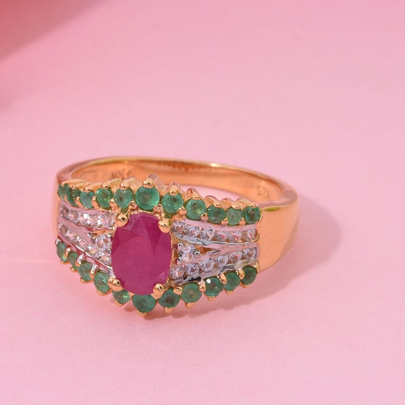 Tanzanite, Multi Gemstone Ring in Rhodium Over Sterling Silver (Size 5.0) 1.90 ctw