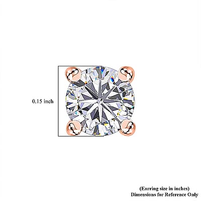 Luxuriant Lab Grown Diamond SI 0.50 ctw Solitaire Stud Earrings in 18K Vermeil Rose Gold Over Sterling Silver