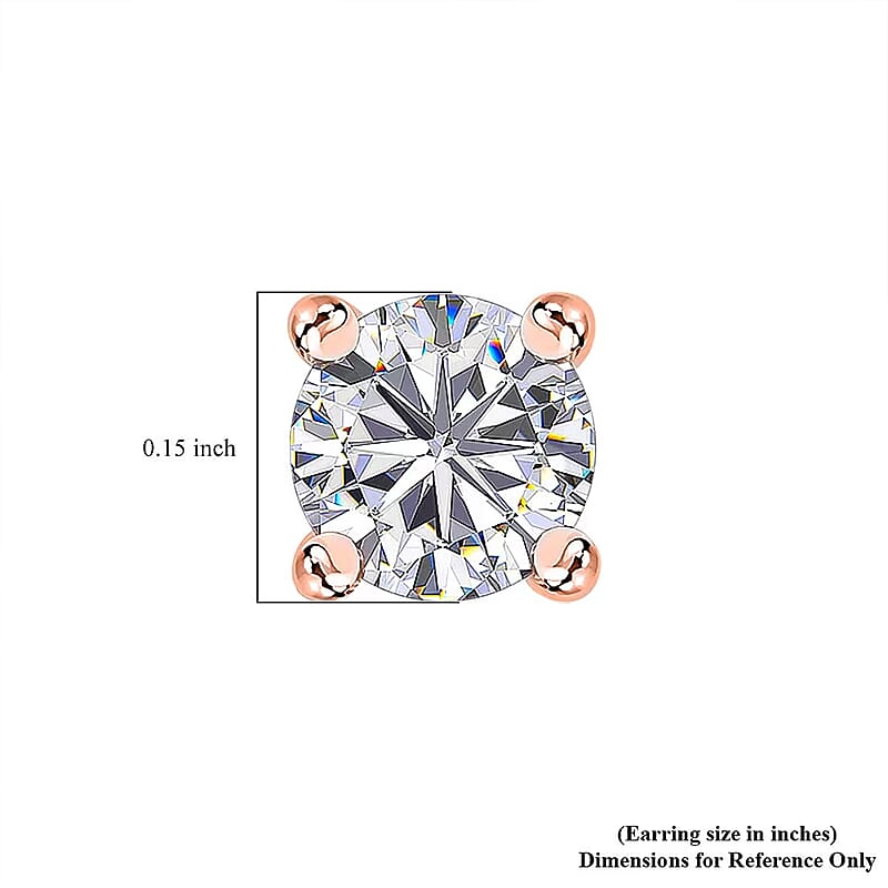 Luxuriant Lab Grown Diamond SI 0.50 ctw Solitaire Stud Earrings in 18K Vermeil Rose Gold Over Sterling Silver