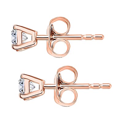 Luxuriant Lab Grown Diamond SI 0.50 ctw Solitaire Stud Earrings in 18K Vermeil Rose Gold Over Sterling Silver