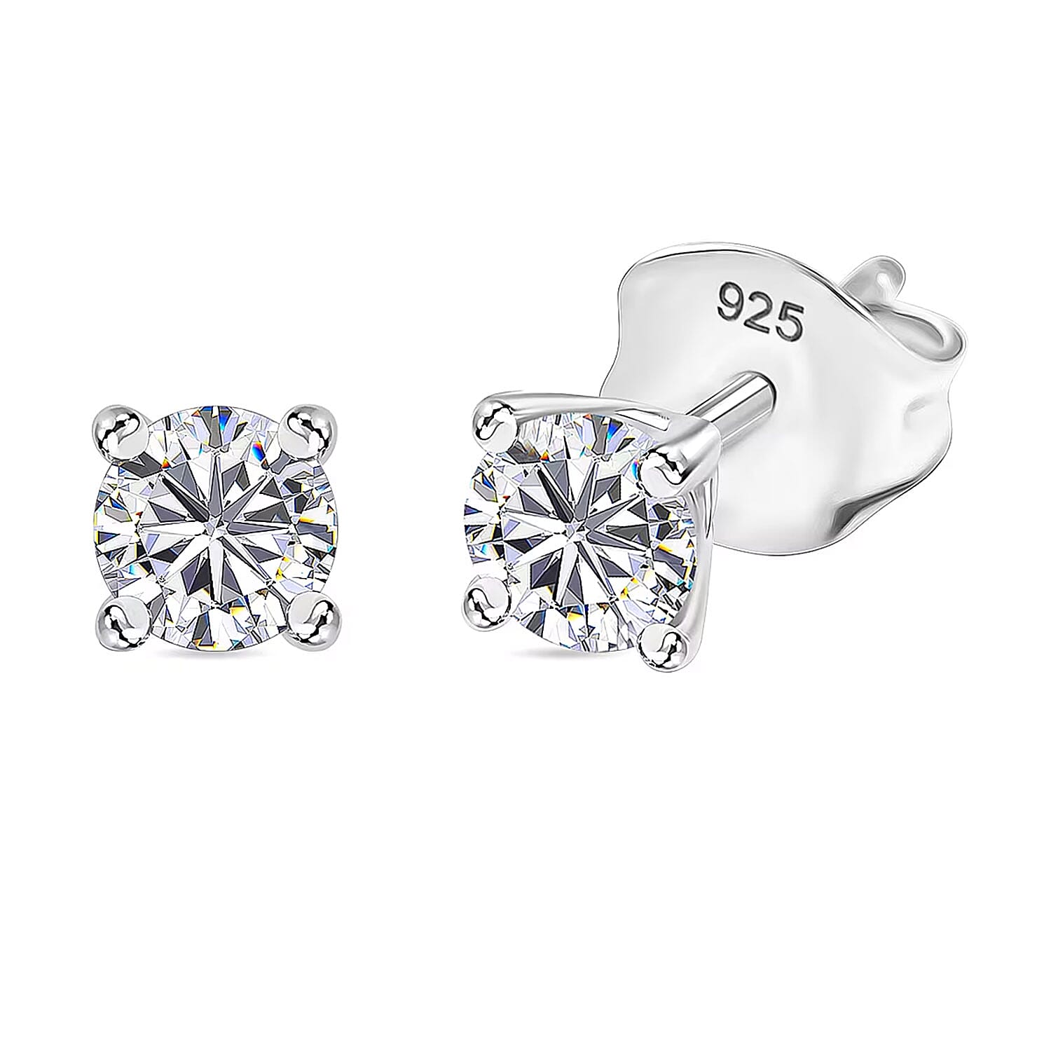 Luxuriant Lab Grown Diamond SI 0.50 ctw Solitaire Stud Earrings in Rhodium Over Sterling Silver