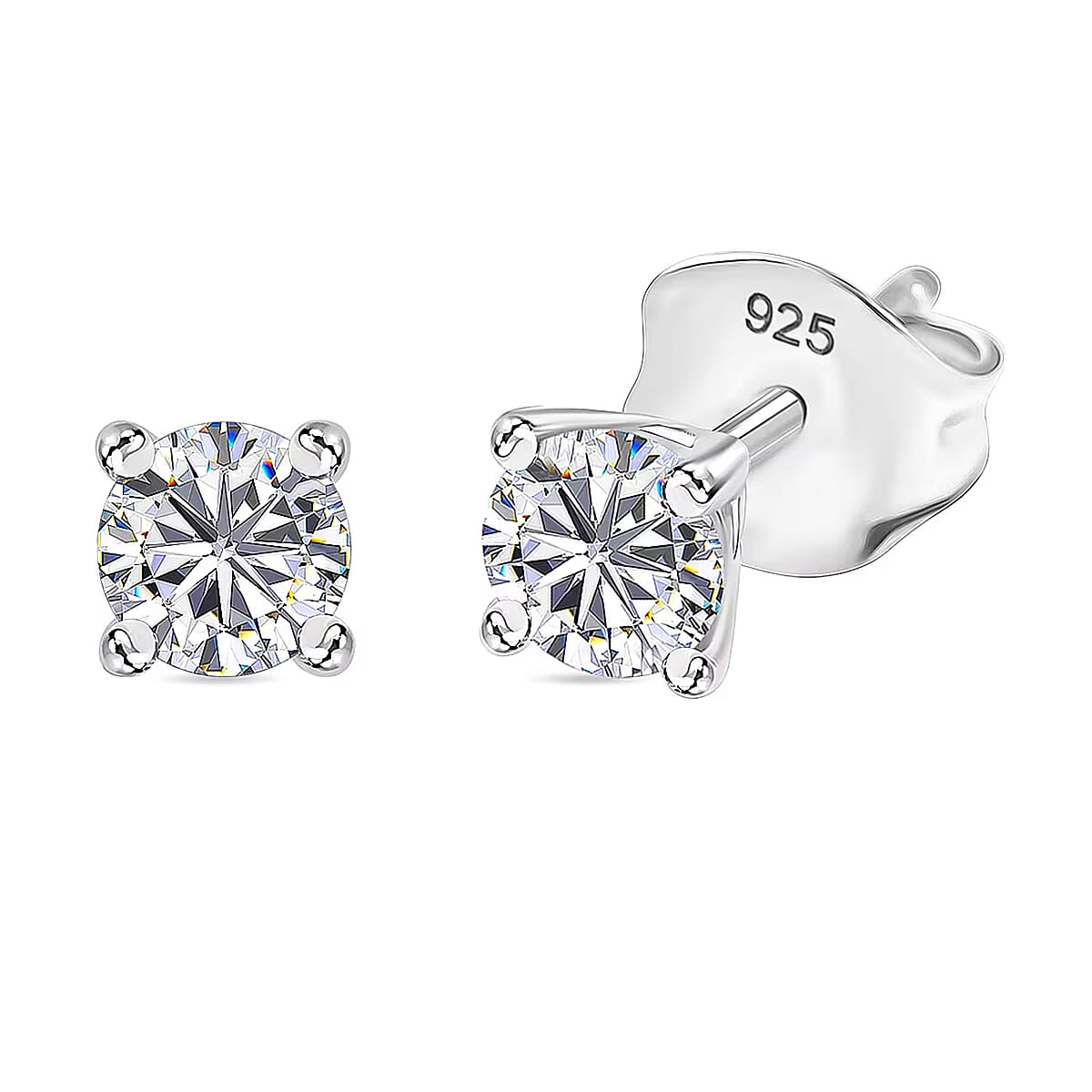 Luxuriant Lab Grown Diamond SI 0.50 ctw Solitaire Stud Earrings in Rhodium Over Sterling Silver image number 0