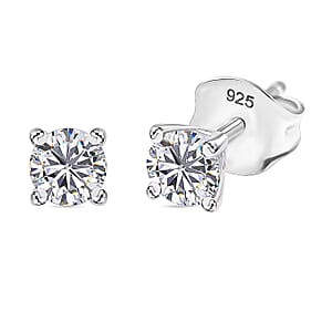 Luxuriant Lab Grown Diamond SI 0.50 ctw Solitaire Stud Earrings in Rhodium Over Sterling Silver
