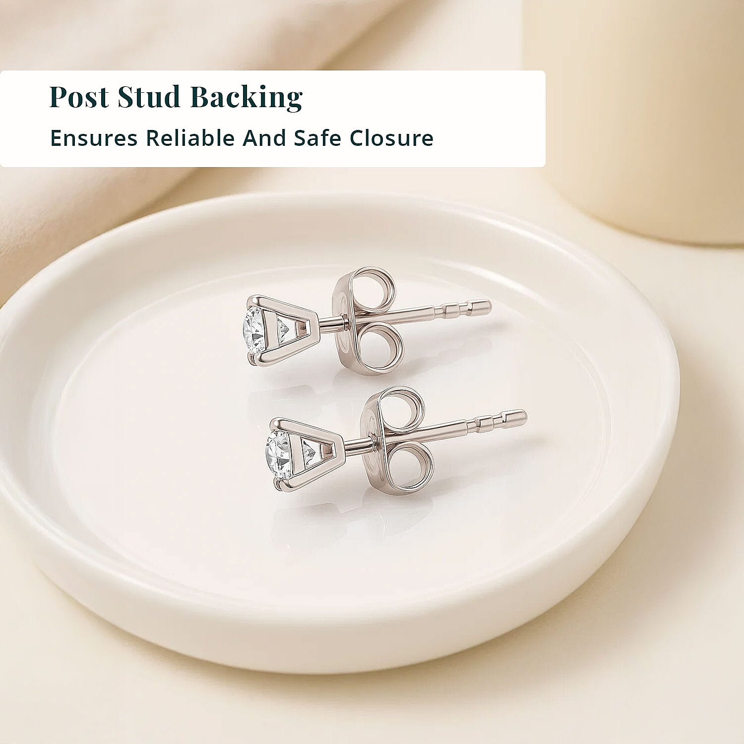 Luxuriant Lab Grown Diamond SI 0.50 ctw Solitaire Stud Earrings in Rhodium Over Sterling Silver