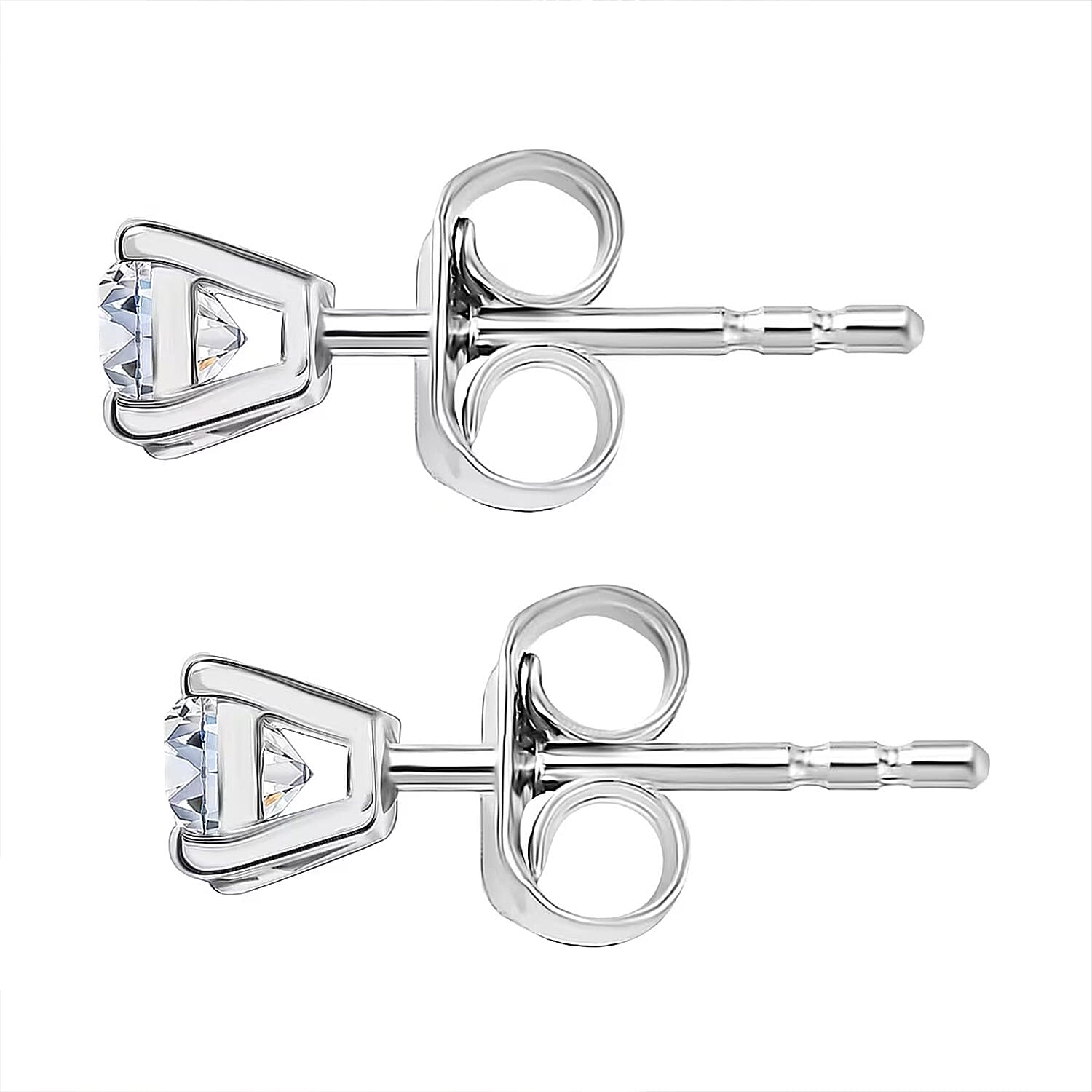Luxuriant Lab Grown Diamond SI 0.50 ctw Solitaire Stud Earrings in Rhodium Over Sterling Silver