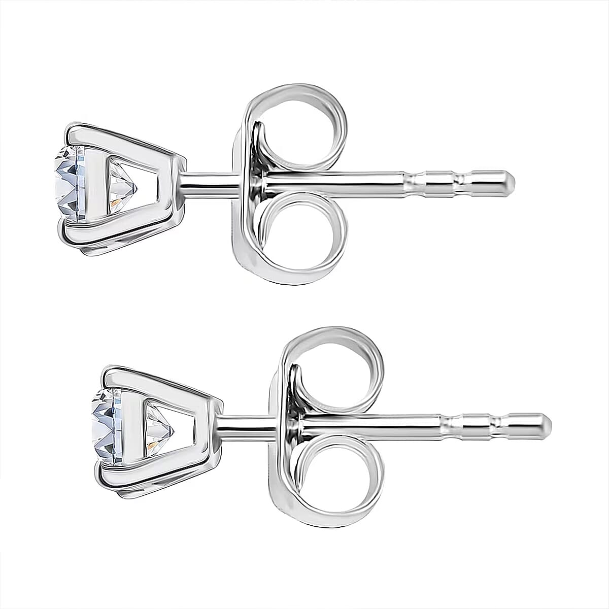 Luxuriant Lab Grown Diamond SI 0.50 ctw Solitaire Stud Earrings in Rhodium Over Sterling Silver image number 7