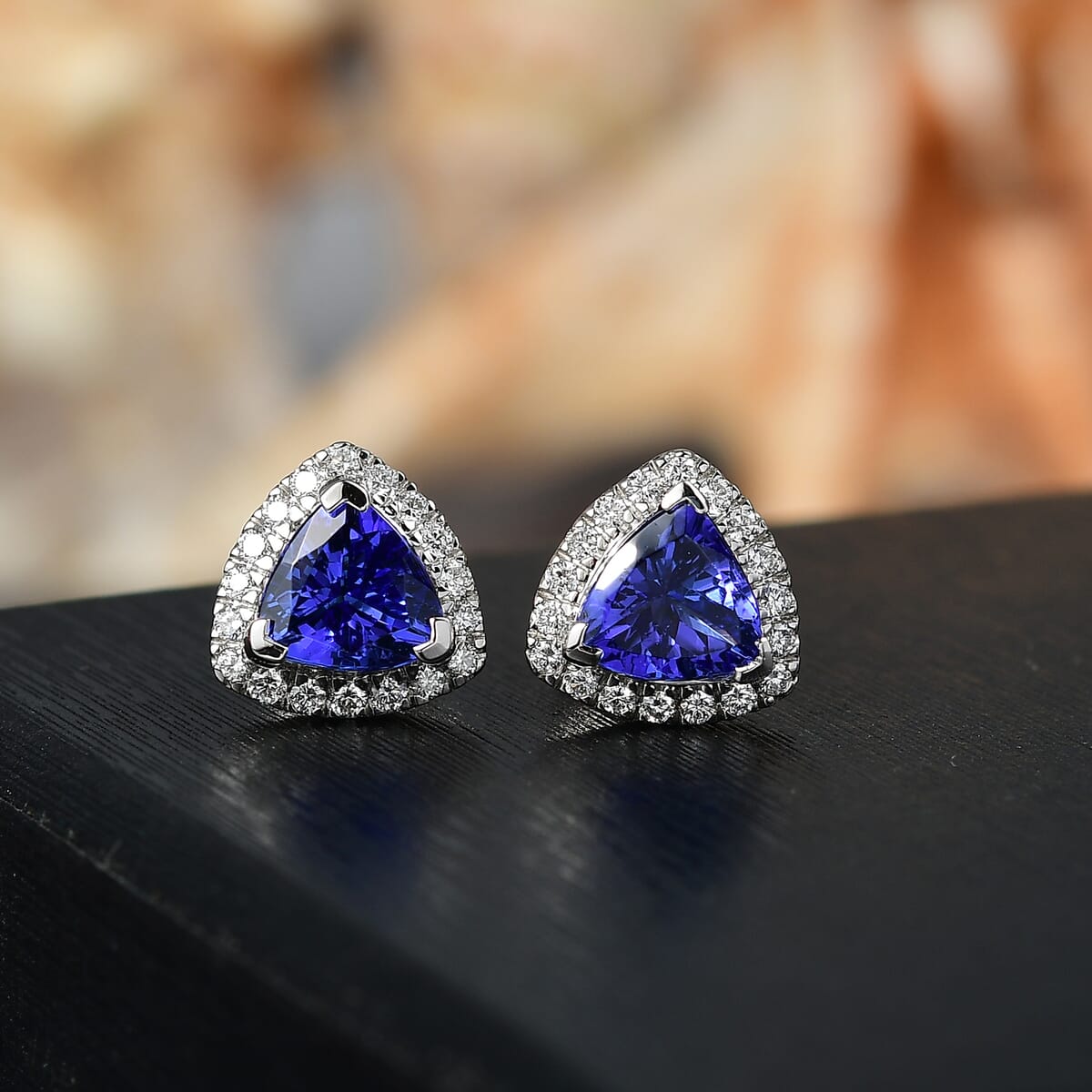 Certified & Appraised Rhapsody 950 Platinum AAAA Tanzanite, Diamond (E-F, VS) Earrings (Del. in 10-15 Days) 1.46 ctw image number 1